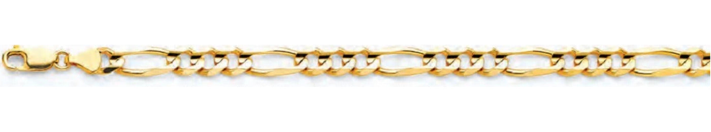 14K Gold Figaro 3+1 Concave Regular Chain - 6.9 mm