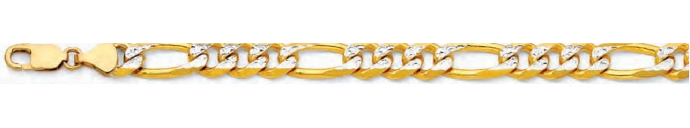 14K Gold Figaro 3+1 WP Regular Chain - 9.5 mm