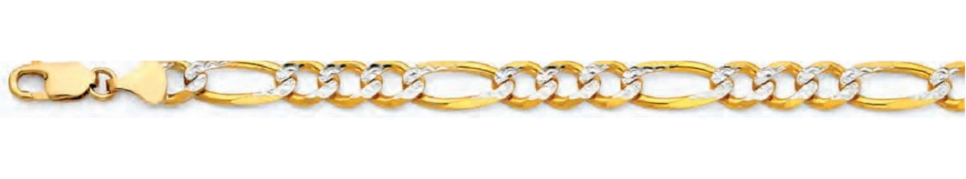 14K Gold Figaro 3+1 WP Regular Chain - 8.6 mm