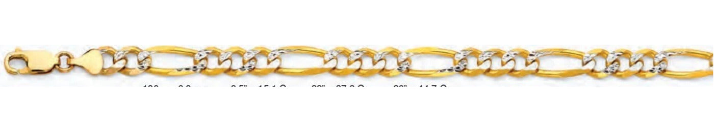 14K Gold Figaro 3+1 WP Regular Chain - 6.9 mm