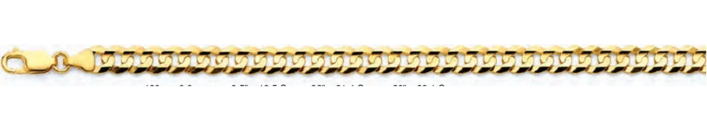 14K Gold Cuban Concave Regular Chain - 6.9 mm