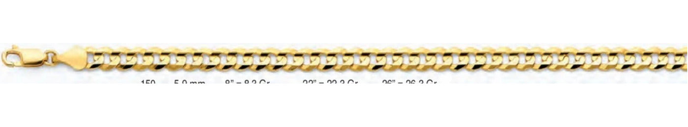 14K Gold Cuban Concave Regular Chain - 5.9 mm