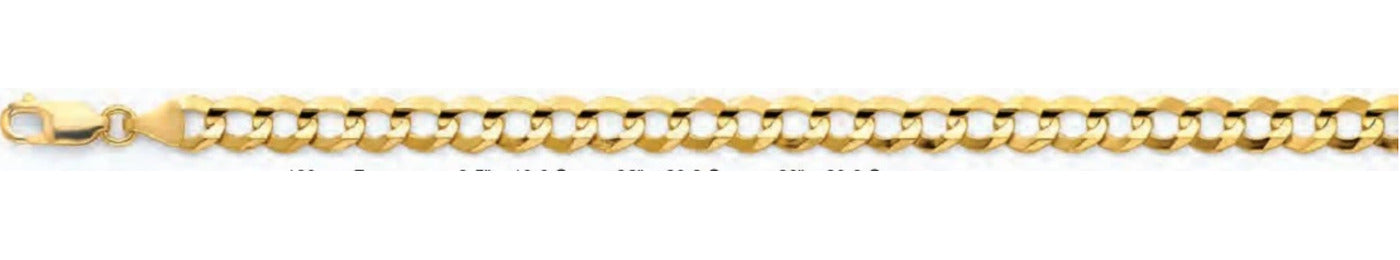 14K Gold Cuban Concave Open Light Chain - 7 mm