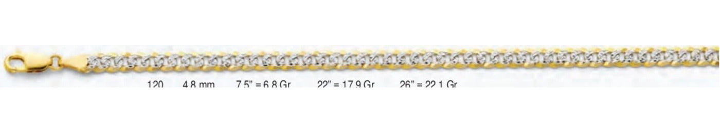14K Gold Cuban Regular WP Chain - 4.8 mm