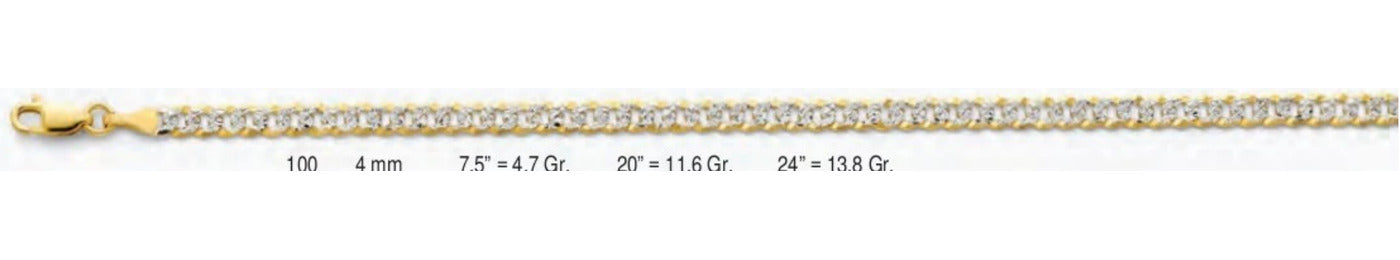 14K Gold Cuban Regular WP Chain - 4 mm