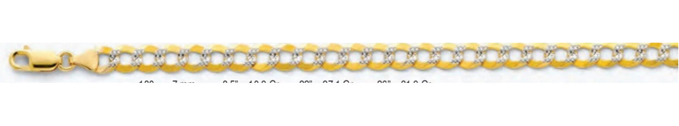 14K Gold Cuban Open Light WP Chain - 7 mm
