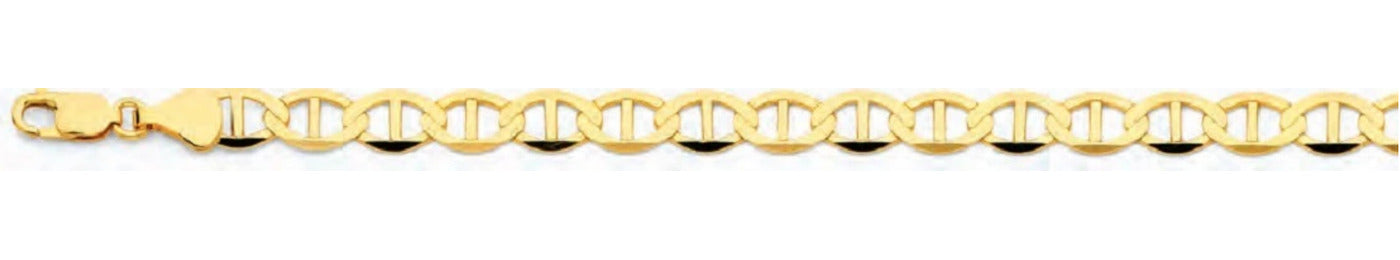 14K Gold Flat Mariner Chain - 7.7 mm