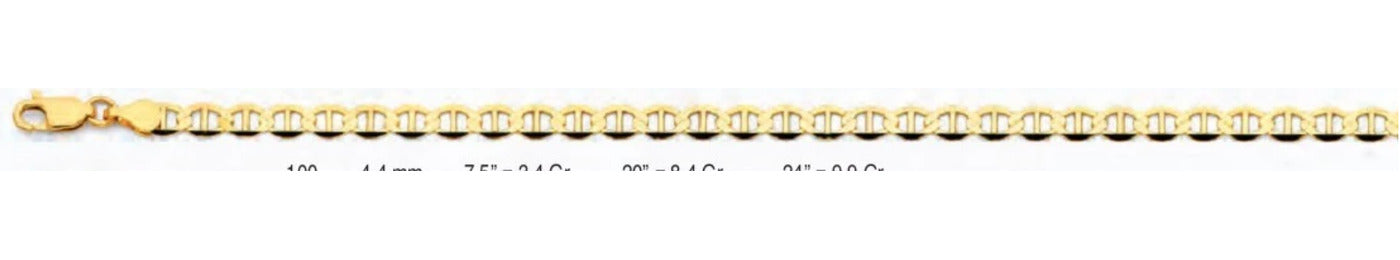 14K Gold Flat Mariner Chain - 4.4 mm