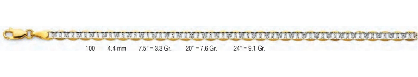 14K Gold Flat Mariner WP Chain - 4.4 mm