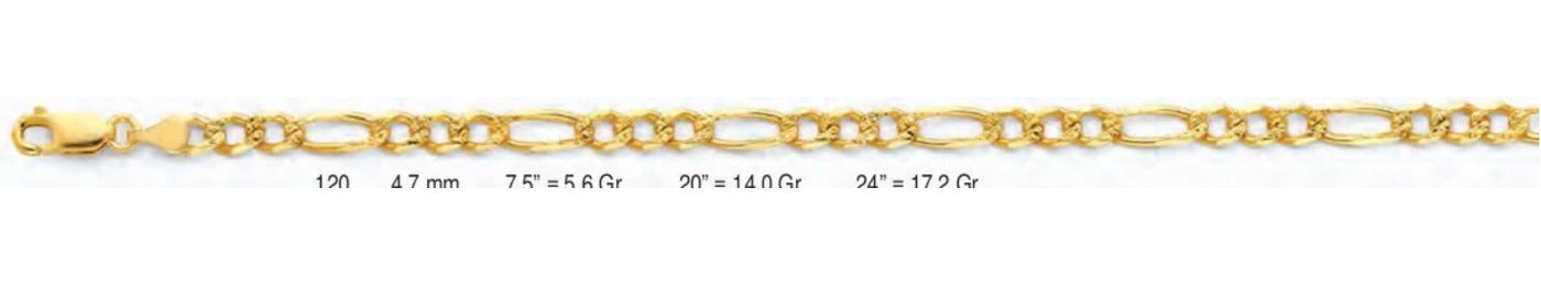14K Gold Figaro 3+1 Regular YP Chain - 4.7 mm