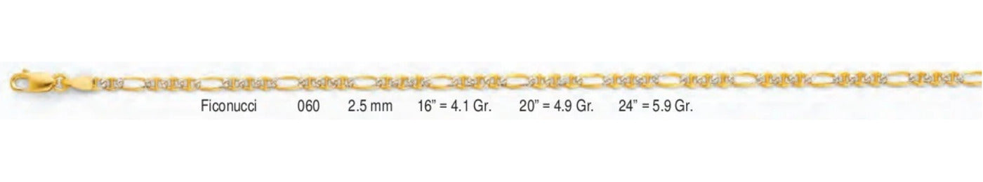 14K Gold Assorted WP - Ficonucci Chain - 2.5 mm