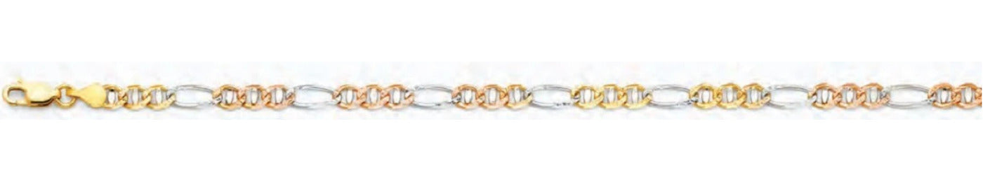 14K Gold Ficonucci 3 Color Chain - 3.9 mm
