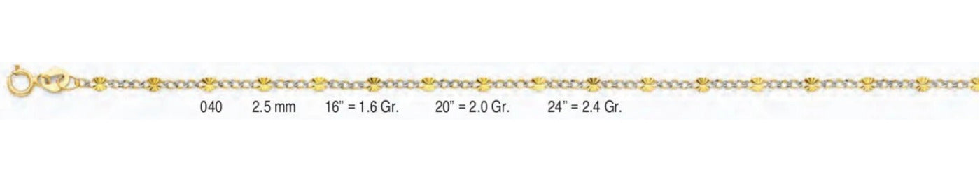 14K Gold Stamped Figaro 3+1 WP Chain - 2.5 mm