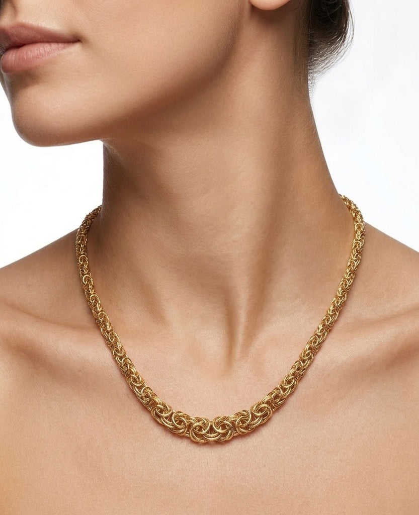 14K MODERN BYZENTINE NECKLACE – 18" – JY Jewelry Wholesale