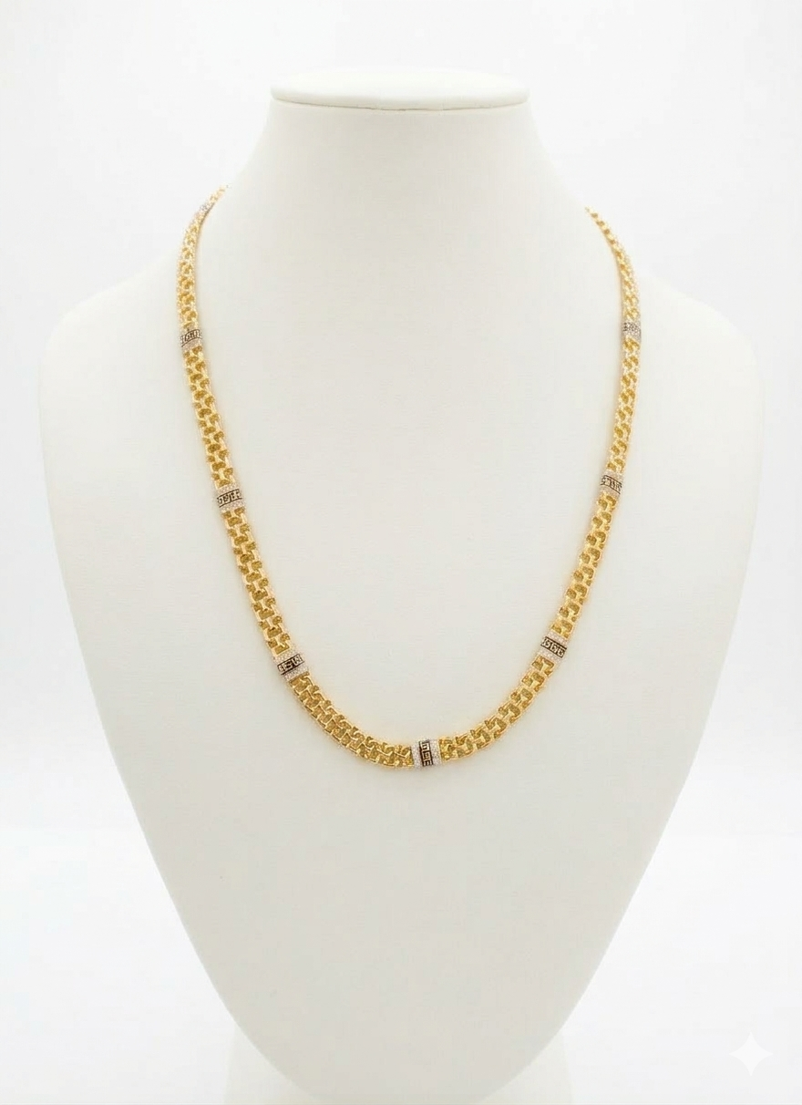 10K DOUBLE LINK BLACK GREEK DESTAILS NECKLACE – 18" 5MM – JY Jewelry Wholesale