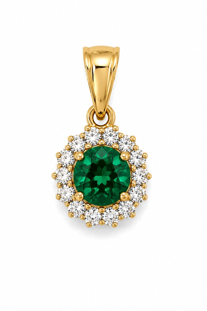 14K EXTRA SMALL GREEN STONE ROUND ELEGANT PENDANT – XS – JY Jewelry Wholesale