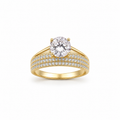 14K THREE ROW CZ DESIGN ENGAGEMENT RING – 7-8 – JY Jewelry Wholesale