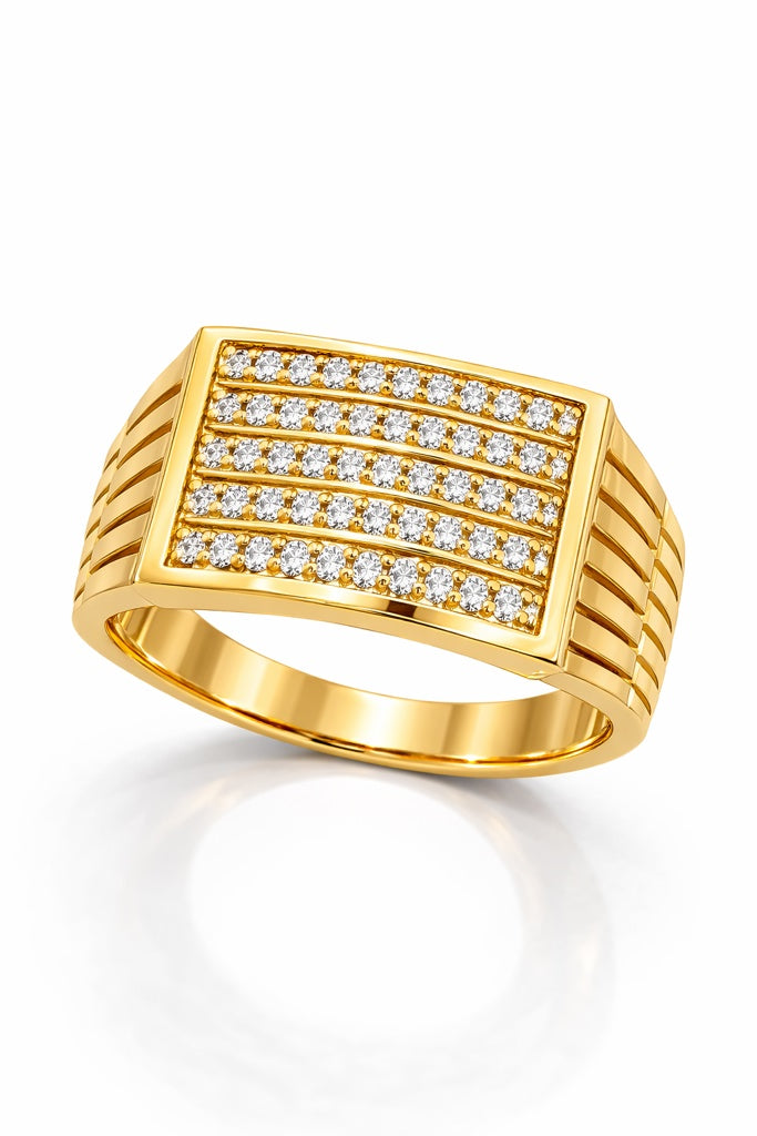 14K MODERN FIVE LINES CZ DETAIL RING – 7.5 & 8 – JY Jewelry Wholesale