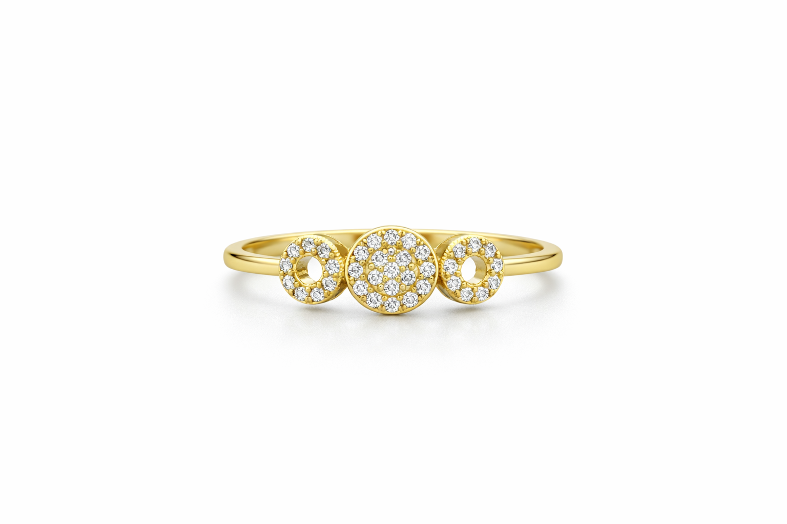 14K DELICATE TRHEE CZ ROUND RING – 7 – JY Jewelry Wholesale