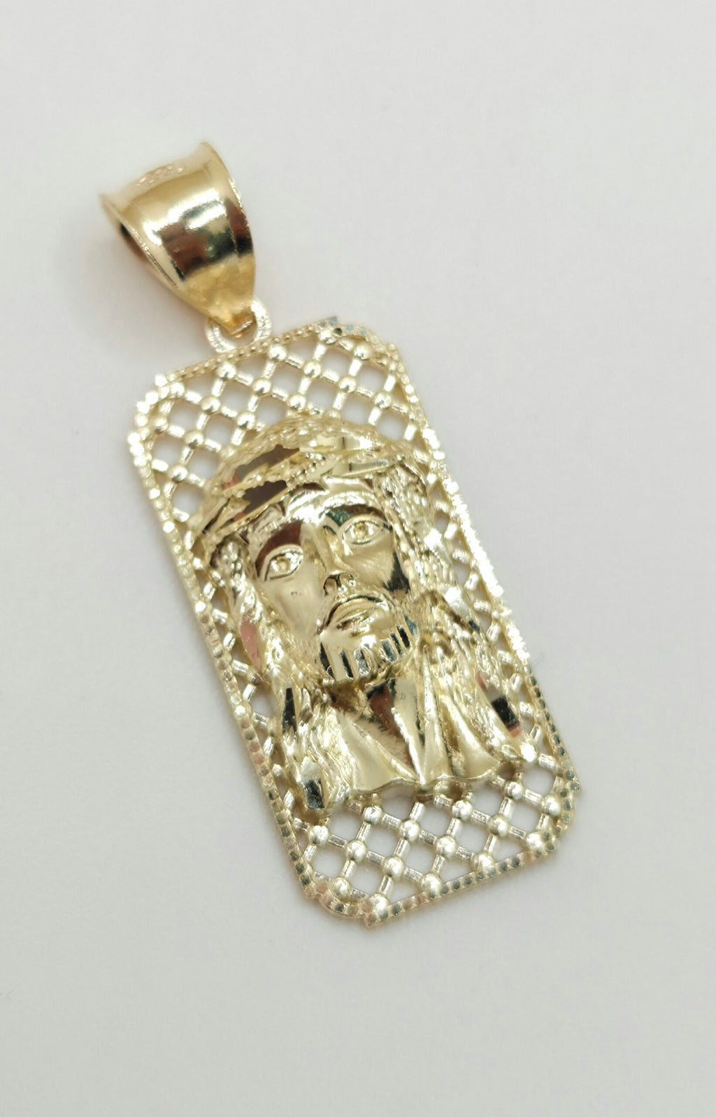 10K SMALL RECTANGULAR NET BACKGROUND JESUS FACE – JY Jewelry Wholesale