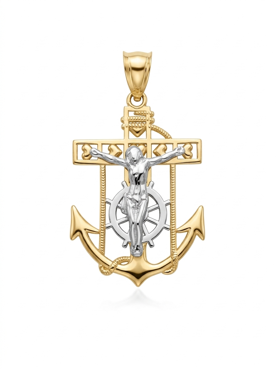 10K GOLDEN JESUS ON ANCHOR PENDANT – JY Jewelry Wholesale