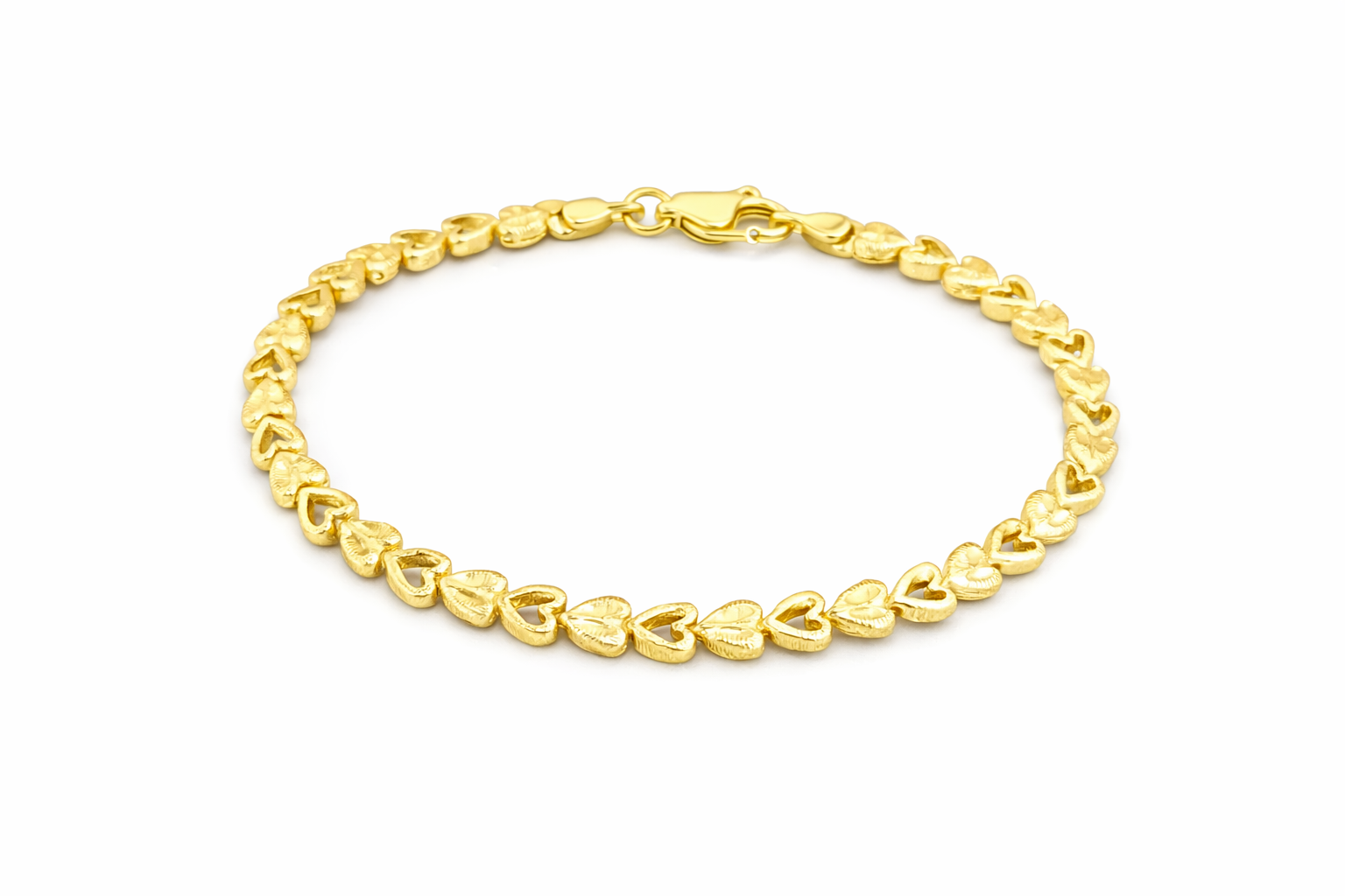 14K SMALL HEARTS BRACELET – 7" 5MM – JY Jewelry Wholesale