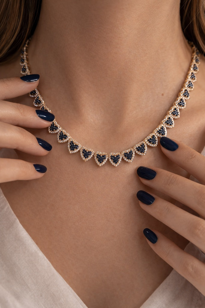 10K BLUE HEART NECKLACE – 18" – JY Jewelry Wholesale
