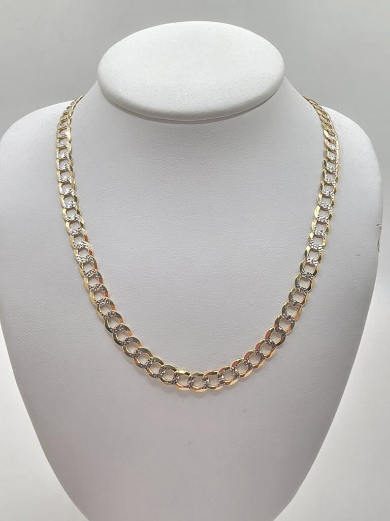 10K TWO TONE CUBAN CURB FLAT – 20" 4.5MM – JY Jewelry Wholesale