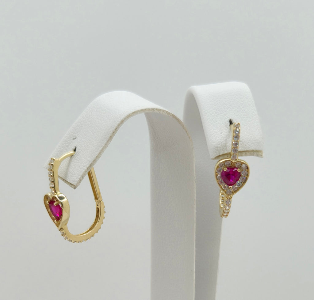 10K DELICATE PINK CZ HEART HOOPS EARRINGS – JY Jewelry Wholesale
