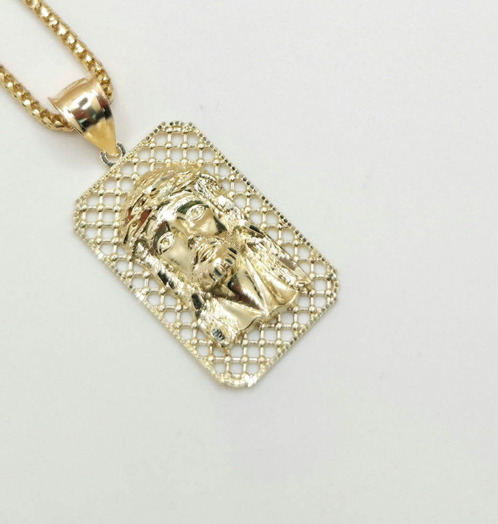 10K MEDIUM RECTANGULAR NET BACKGROUND JESUS FACE – JY Jewelry Wholesale