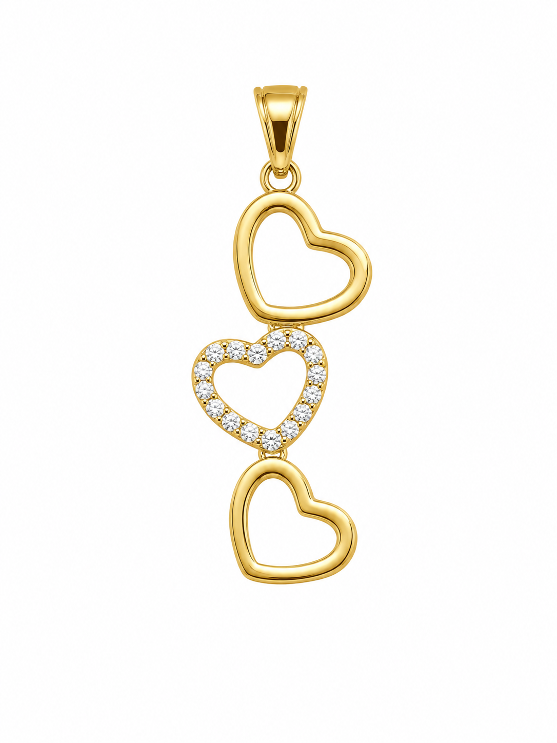 14K THREE HEART DELICATE PENDANT – JY Jewelry Wholesale
