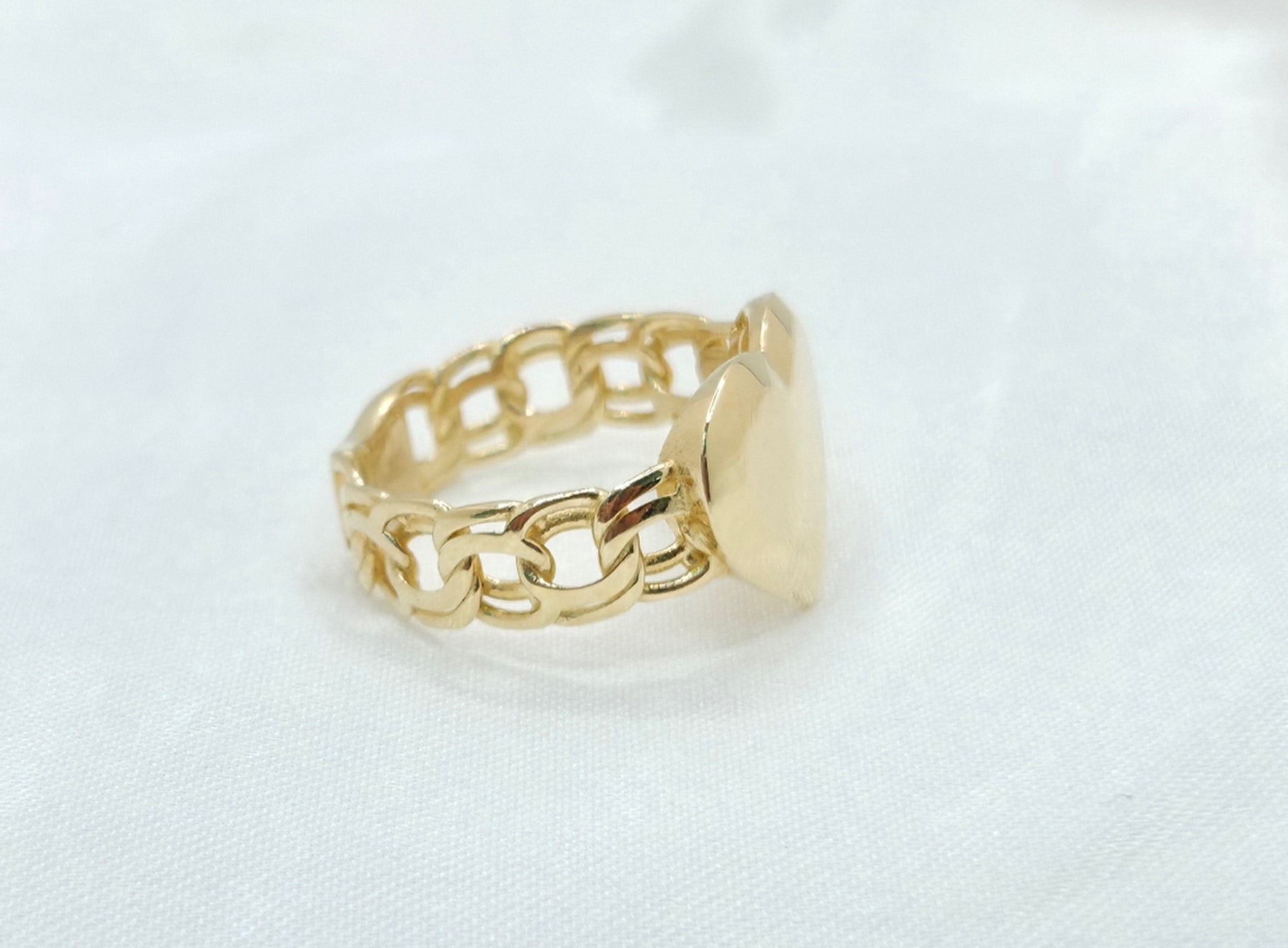 10K CHINO LINK STYLE WITH PLAIN HEART RING – 7 - 9 – JY Jewelry Wholesale