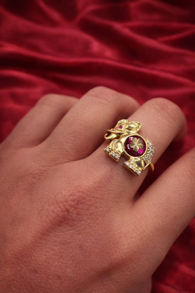 10K PINK DETAILS ELEPHANT RING – 7 – JY Jewelry Wholesale