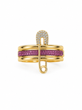 14K MODERN PINK CZ THREE IN ONE RING WITH PIN – 7 – JY Jewelry Wholesale