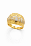 14K GREEK CZ ROW CENTER MODERN RING – 8 – JY Jewelry Wholesale