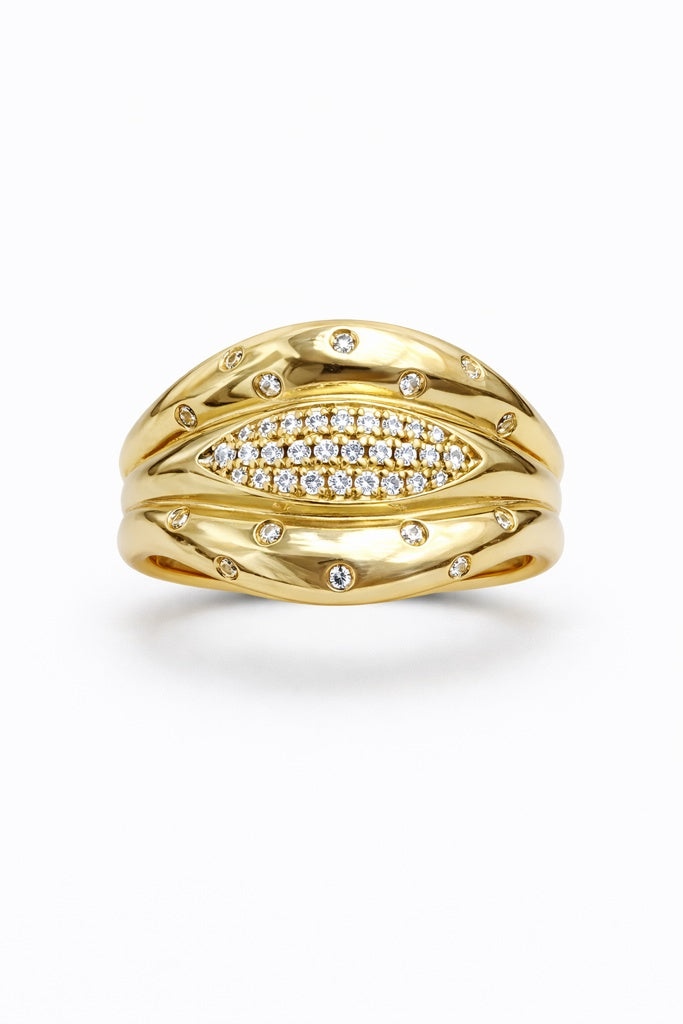 14K MODERN CZ DETAILS SHELL STYLE RING RING – 7 – JY Jewelry Wholesale