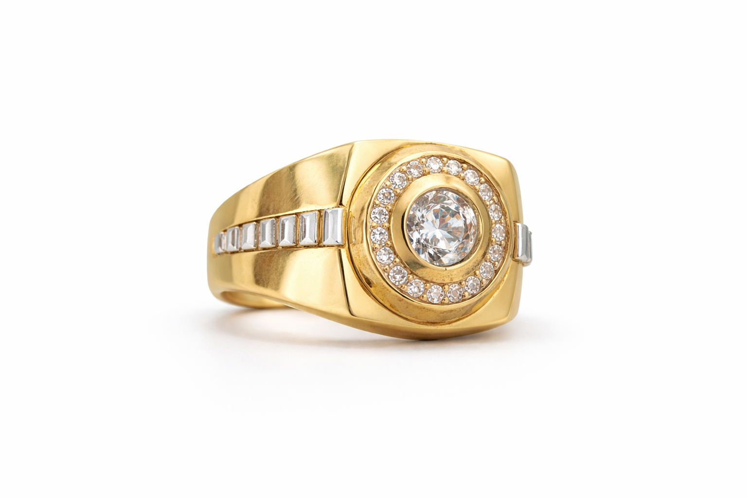 14K TWO TONE DESIGN STONE CENTER ELEGANT RING – 10 – JY Jewelry Wholesale