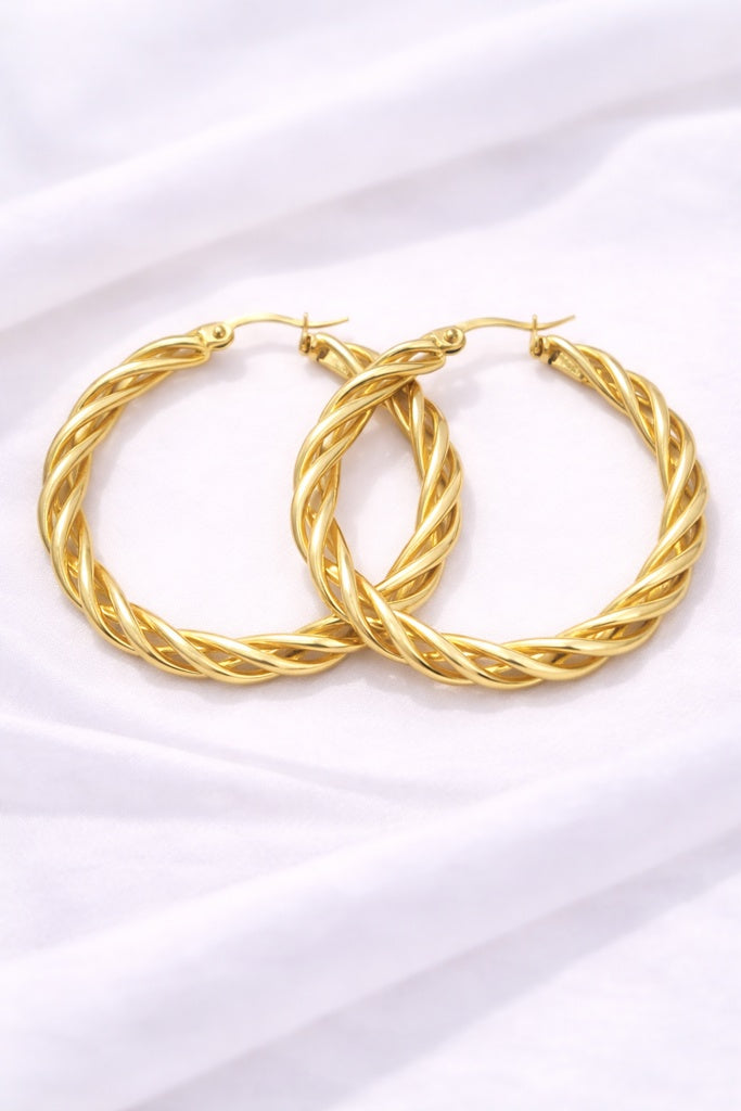 10K MODERN WOVEN HOOPS EARRINGS – 4 5MM – JY Jewelry Wholesale
