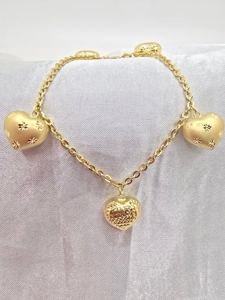10K LARGE DIAMOND CUT AND HEARTS – 7" – JY Jewelry Wholesale