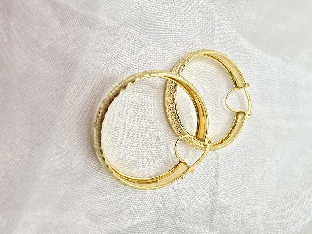 14K GLITTER WITH GREEK DESING HOOPS EARRINGS – 3 6MM – JY Jewelry Wholesale