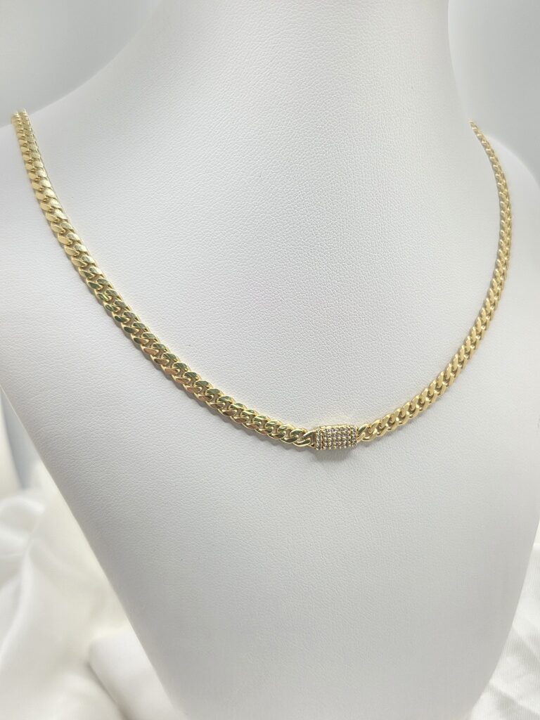 10K SOLID MIAMI CUBAN CHAIN CZ LOCK – 24" 4MM – JY Jewelry Wholesale
