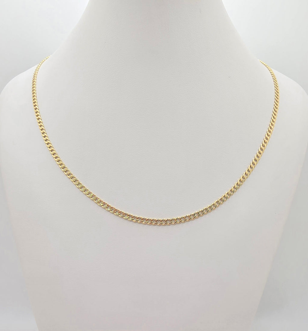 10K HOLLOW CUBAN CURB FLAT CHAIN – 16" 2.5MM – JY Jewelry Wholesale