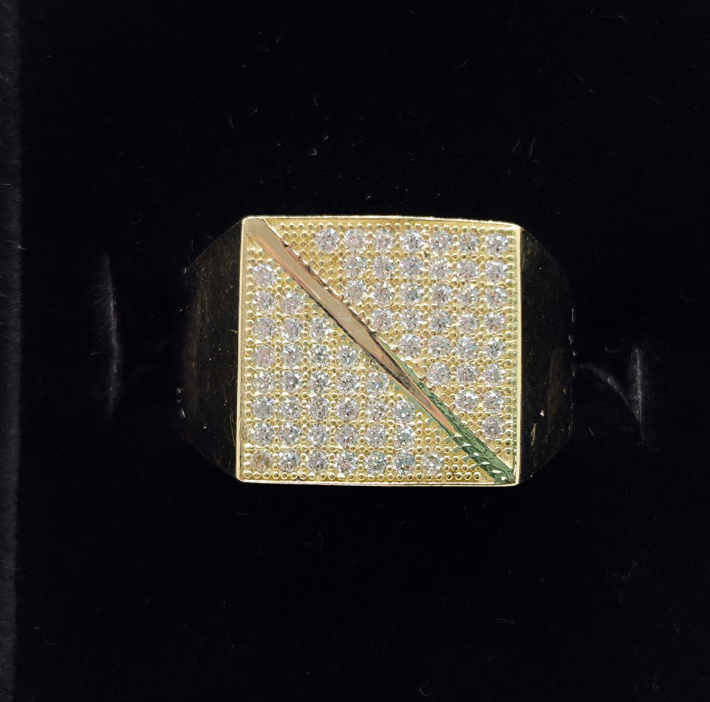 10K CZ ELEGANTE SQUARE SHAPE DIAGONAL DETAIL MEN'S RING – 10 – JY Jewelry Wholesale