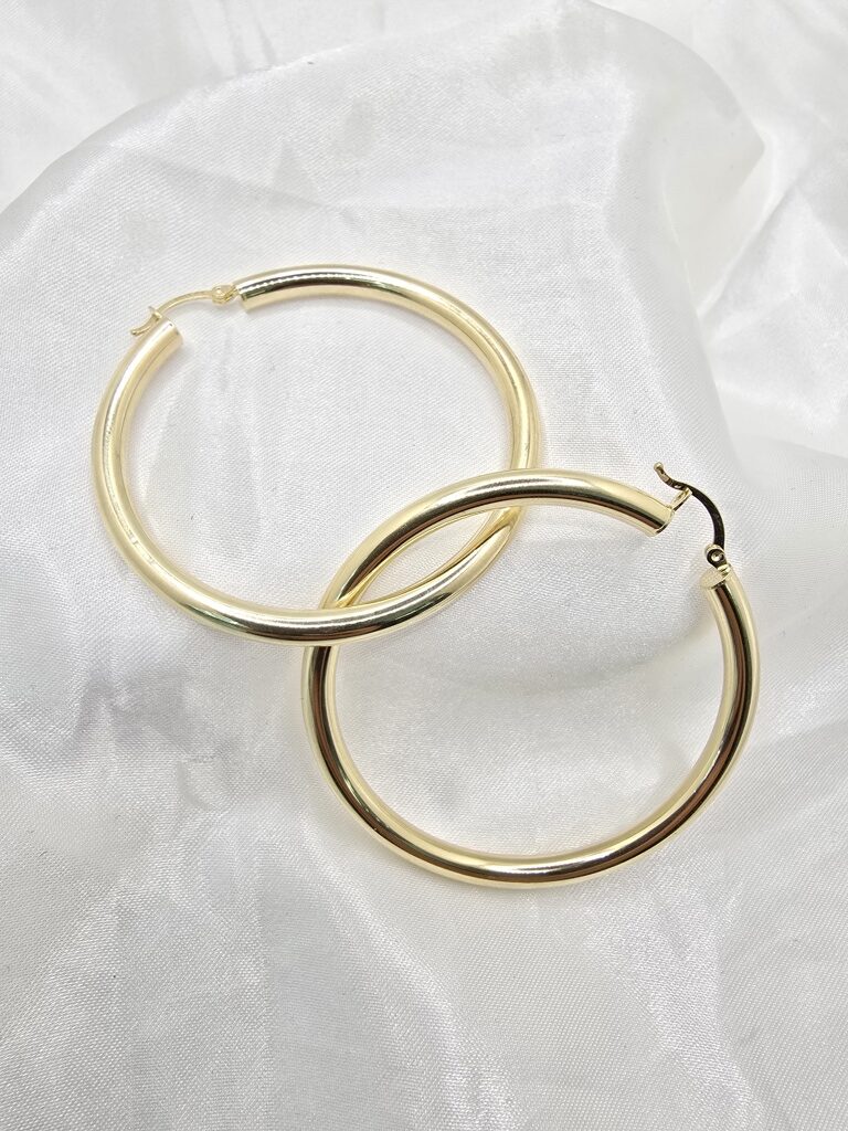 14K PLAIN HOOPS EARRINGS – 6 4MM – JY Jewelry Wholesale
