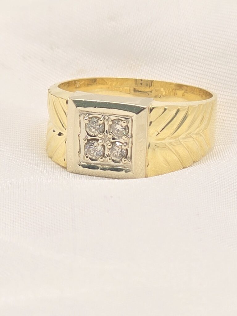14K Yellow Gold Classic Men's Diamond Cluster Ring Signet Style – – 9 – JY Jewelry Wholesale