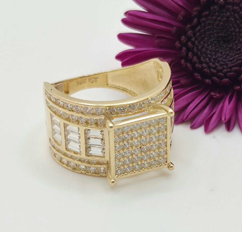 14K CZ AND BAGUETTE SQUARE WEDDING WOMAN'S RING – 7 & 8 – JY Jewelry Wholesale