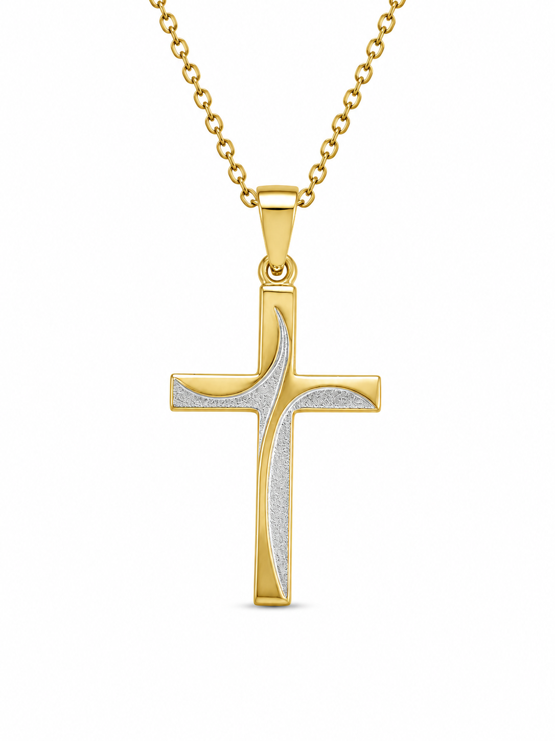 14K DELICATE CROSS PENDANT WITH WHITE GOLD DESIGN – JY Jewelry Wholesale