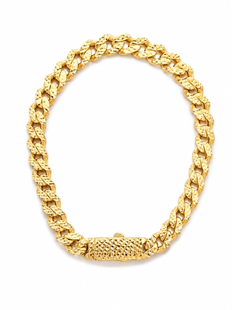 10K DIAMOND CUT MONACO STYLE BRACELET – 8" 7MM – JY Jewelry Wholesale