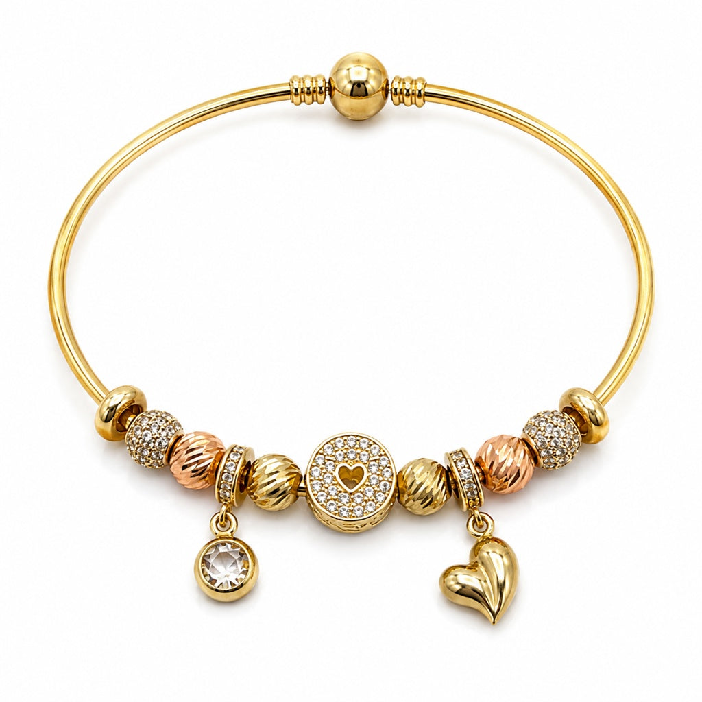 14K RIGID PANDO STYLE BRACELET WITH TWO TONE DETAILS CHARMS – JY Jewelry Wholesale