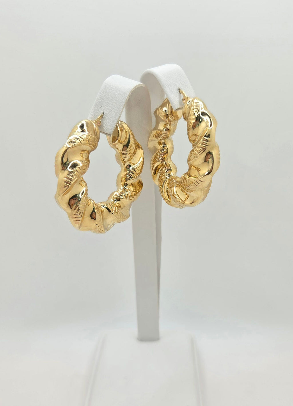 10K LARGE ELEGANT TWISTED GREEK DESING HOOPS EARRINGS – JY Jewelry Wholesale